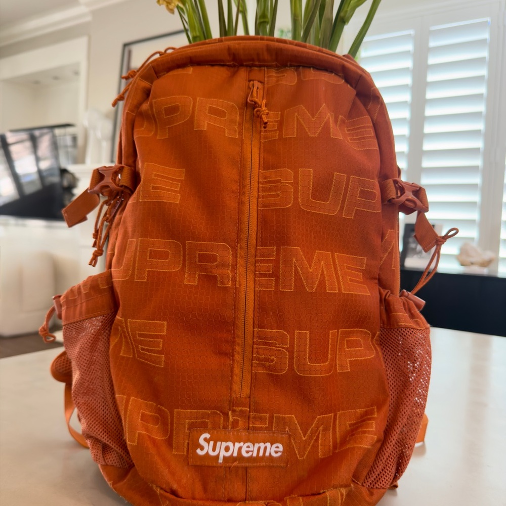 Supreme Orange Ripstop Logo Backpack